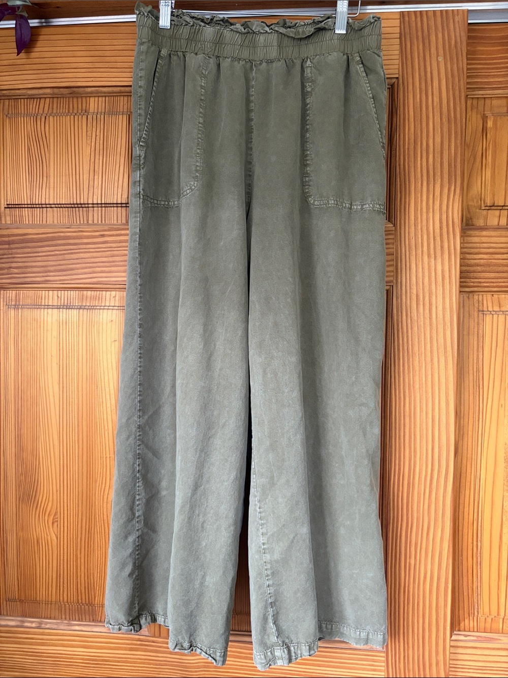 Jane and DeLancey Olive Green Wide Leg Flare Pants